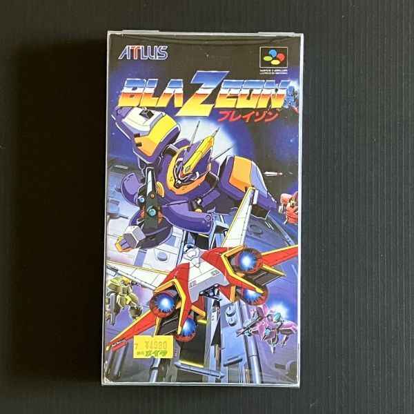 【完品】 ブレイゾン BLAZEON スーパーファミコン SFC スーファミ ソフト 箱 説明書 ハガキ 保護クリアケース入り拍卖