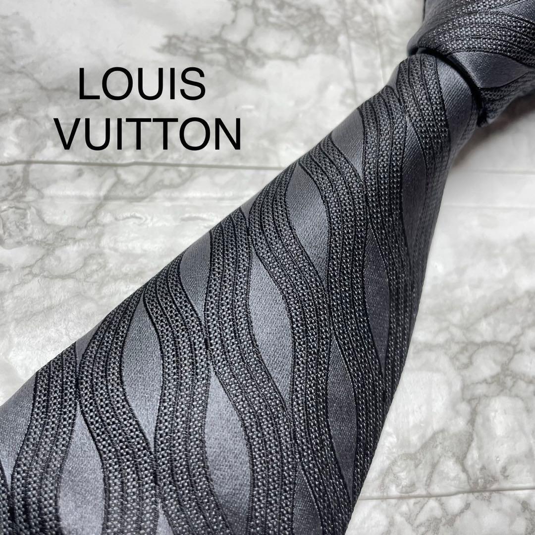 新品 LOUIS VUITTON ルイヴィトン LVロゴ シルクネクタイ ビジネス スーツ シャツ カフス タイピン ブラック グレー ベルト ジャケット拍卖