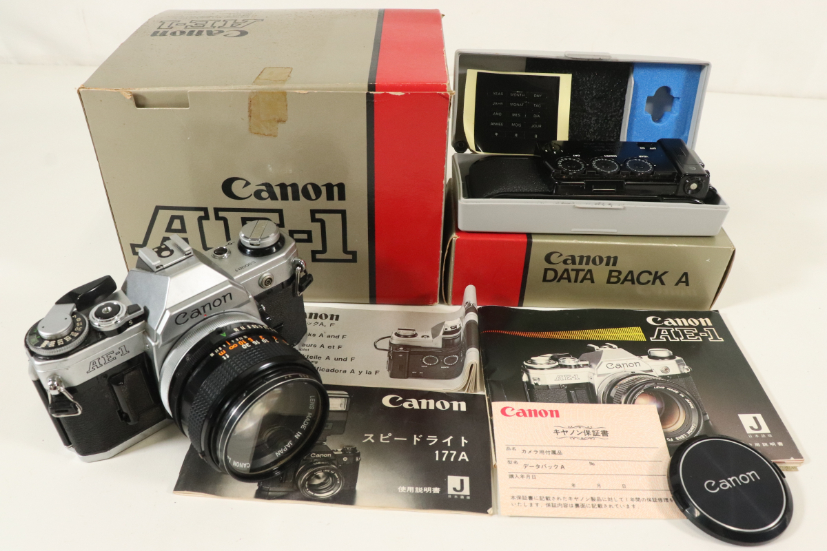 Canon AE-1 フィルムカメラ 一眼レフカメラ DETA BACK A セット データバックA 箱付き_0JP_D0528-J00A拍卖