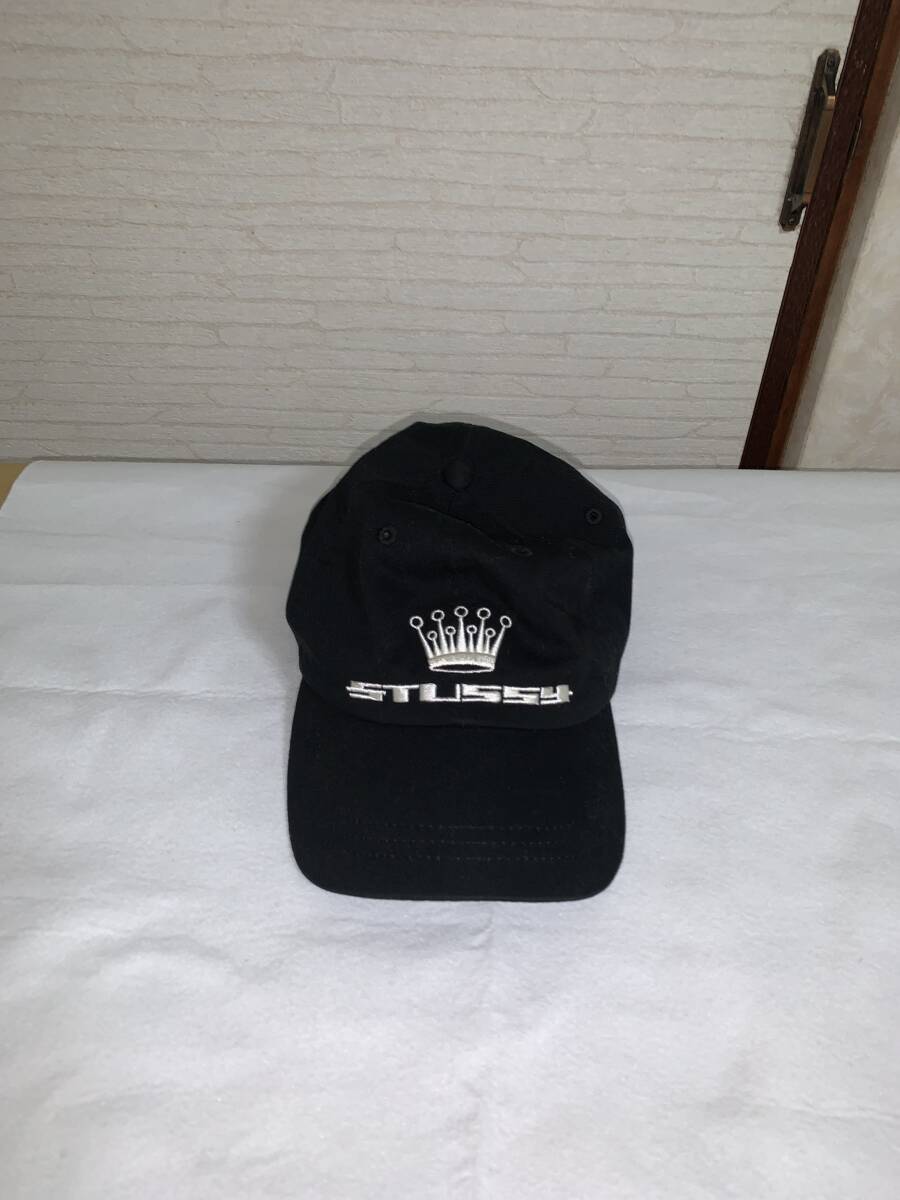 stussy キャップ ステューシー 帽子 クラウンロゴ サイズ フリー 黒 ブラック拍卖