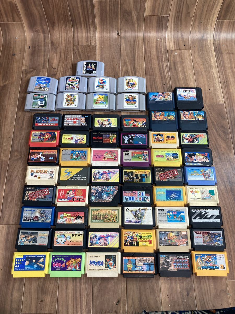 Nintendo ファミリーコンピュータ ファミコン カセット ファミコンソフト x50 64 ゲームソフト x9 ミックスセット 現状渡し拍卖