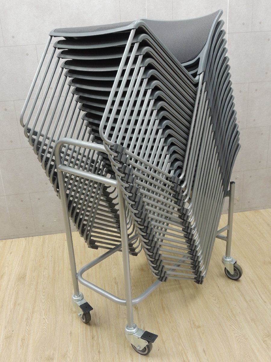 N339■AICO アイコ■スタッキングチェア 18脚セット■H760×W495×D445■専用台車付き ミーティングチェア 会議用 イス 椅子拍卖