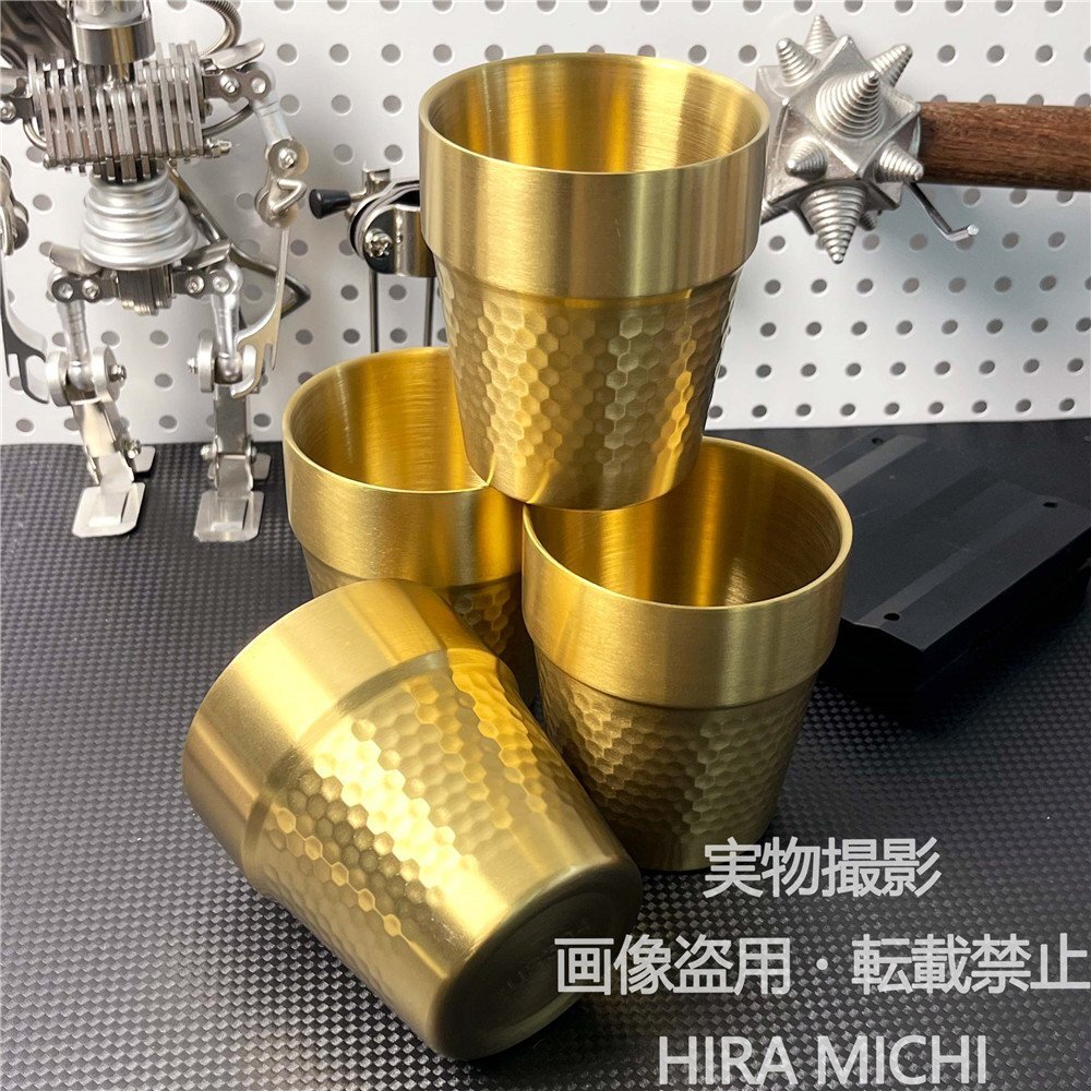 ゴールド 二重壁 ビールコップ コーヒーカップ マグカップ 4個セット ステンレス製 保温保冷 アウトドア キャンプ 収納ケース付き PH98拍卖
