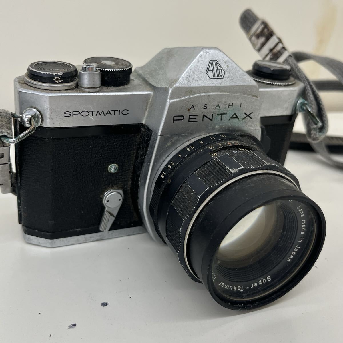 ASAHI PENTAX SP シルバー Super-Takumar 55mm F1.8 ストラップ付 ペンタックス スポットマチック オールドレンズ 一眼レフ拍卖