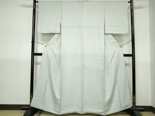 平和屋着物■上質な色無地 七宝花地紋 白藍色 正絹 逸品 DABH1417qa拍卖