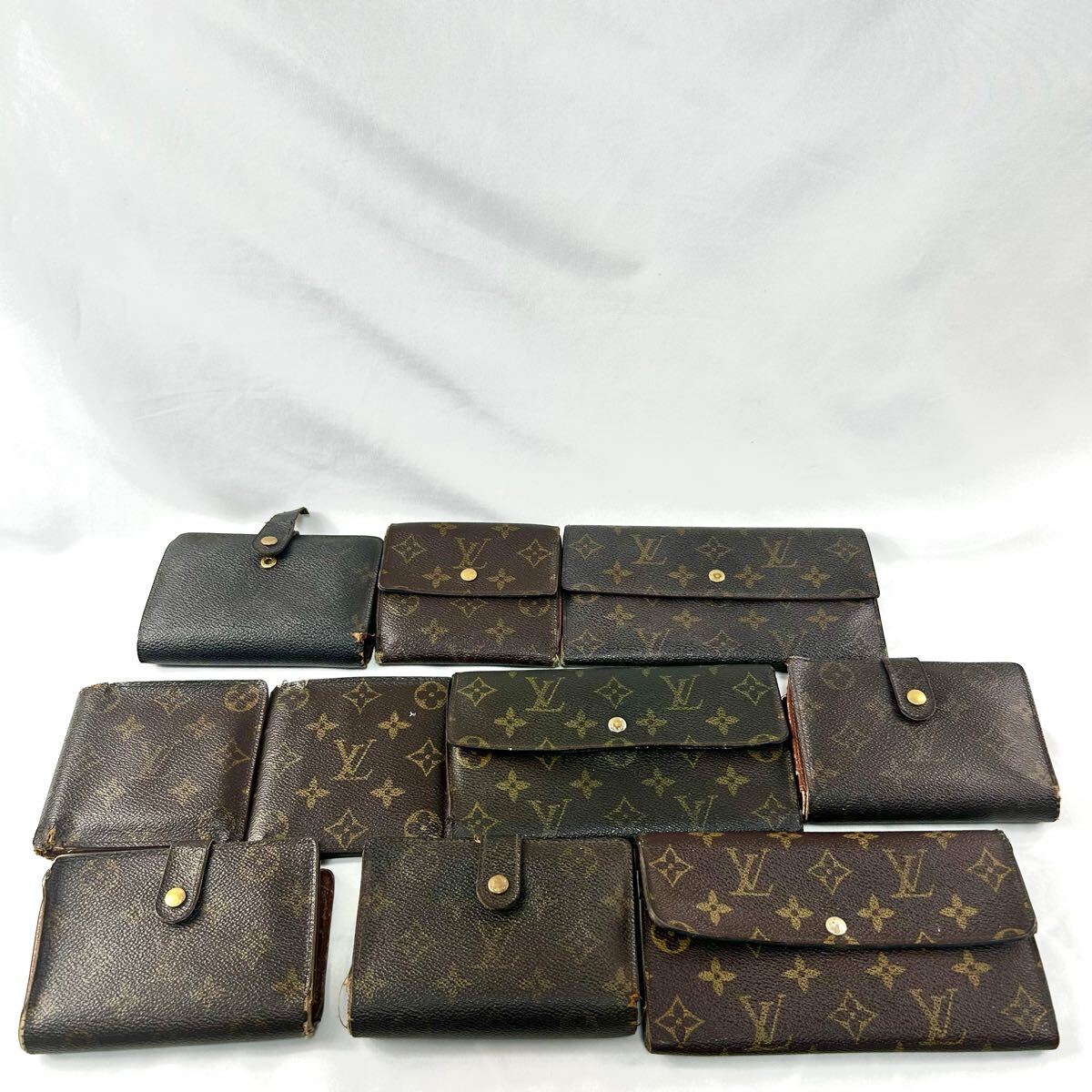 1円【豪華10点セット】LOUIS VUITTON ルイヴィトン モノグラム ブランド 二つ折り 財布 長財布 ウォレット 小銭入れ まとめ売り拍卖