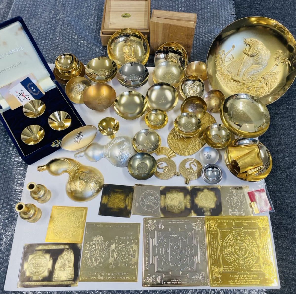 金杯 銀杯 盃 メッキ 金メッキ 記念品 茶托 24KGP 大量セット 重6.2kg拍卖