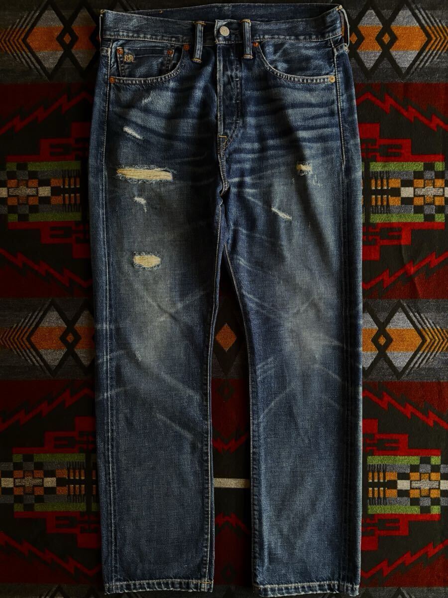 RRL DISTRESSED BOY FIT SELVEDGE JEANS “W84” ( ラルフローレン ビンテージ デニム拍卖