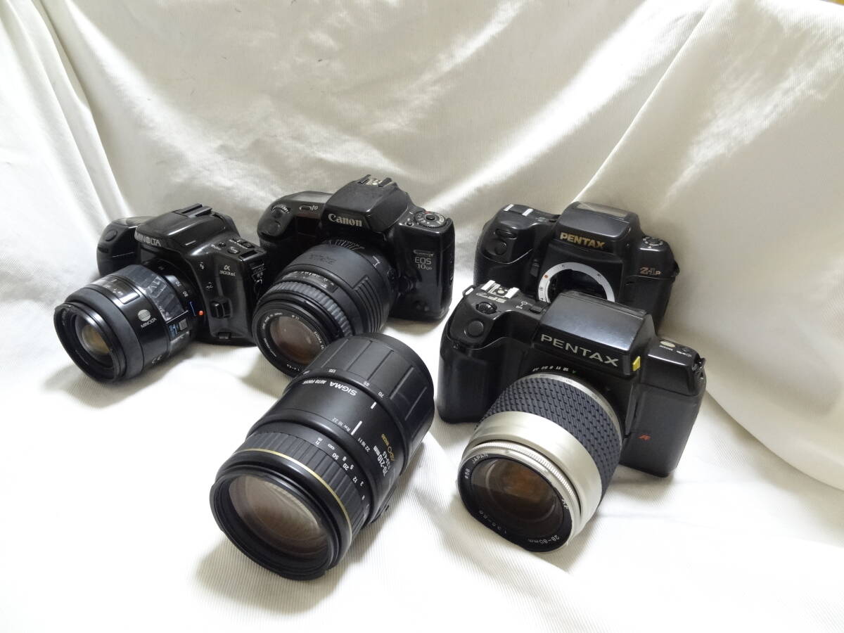 AFフィルム1眼レフカメラ いろいろ ペンタックス キヤノン ミノルタ レンズ付 動作未確認 ジャンク品 トキナー シグマ 拍卖