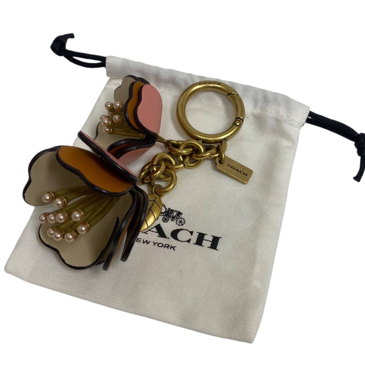 【超美品◎1000円~!】COACH コーチ ティー ローズ バッグ チャーム フローラル C8861 レザー お花 キーホルダー フラワー拍卖