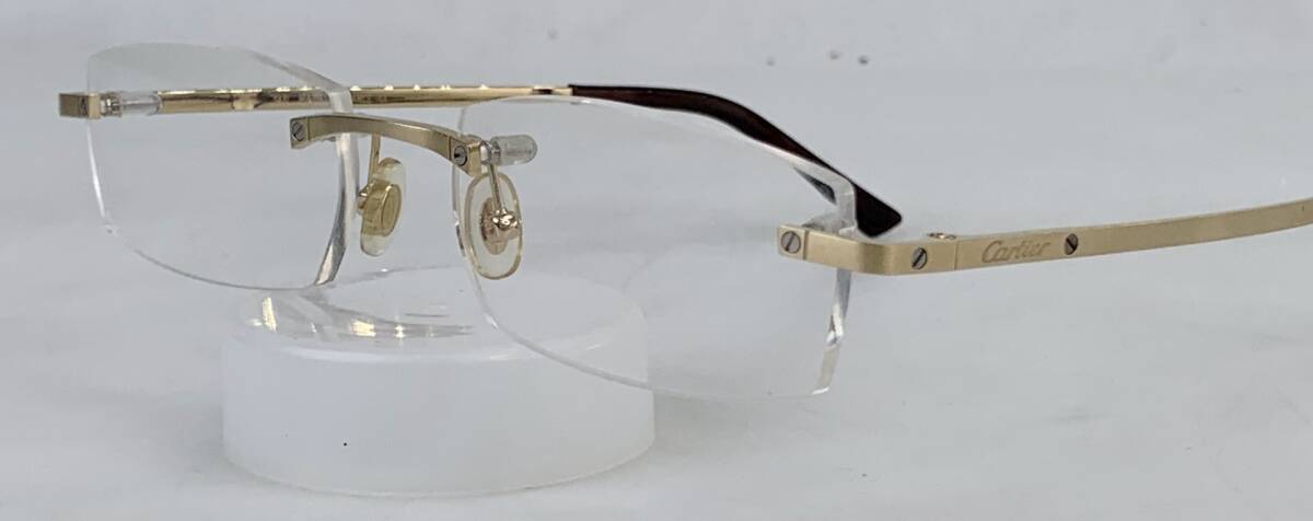 【1円出品】K3952 Cartier カルティエ 140 Parts リムレス ゴールド クリアレンズ 眼鏡 サングラス メガネ アイウェア拍卖