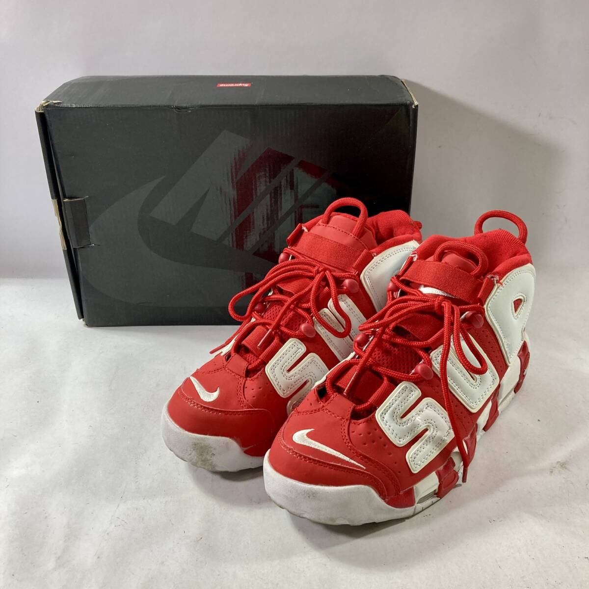 ★ NIKE ナイキ スニーカー Supreme シュプリーム Air More Uptempo Varsity Red シュプテン モアテン レッド 28cm メンズ 1.54kg拍卖