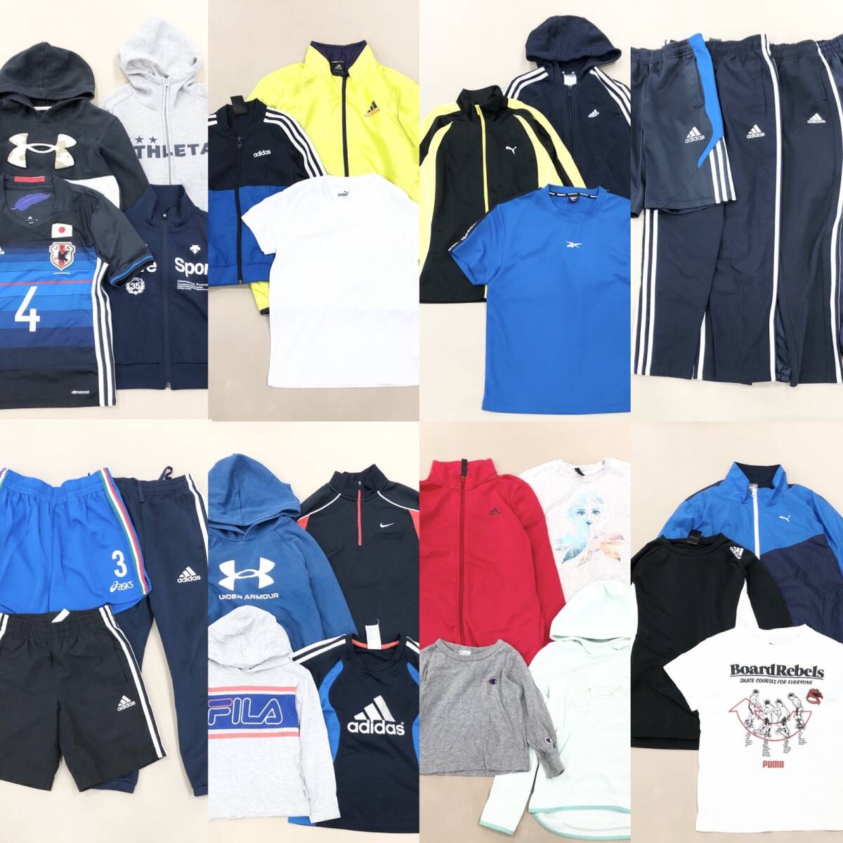 ★ スポーツブランド 子供服 28点 まとめ NIKE adidas PUMA Reebok Tシャツ パンツ パーカ ジャージ キッズ ジュニア サイズMIX 卸 現状品拍卖