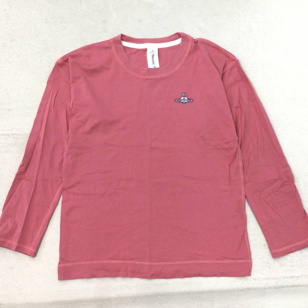 ■ Vivienne Westwood ヴィヴィアンウエストウッド 長袖Tシャツ ルームウエア レディース サイズM コットン ピンク 刺繍ロゴ 福助拍卖