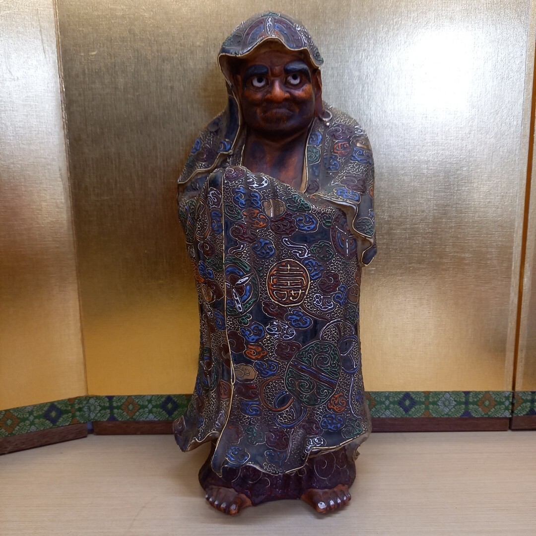 〇C523 置物 九谷焼 達磨大師 インテリア 縁起物 オブジェ 骨董品 古美術 工芸品 陶芸拍卖