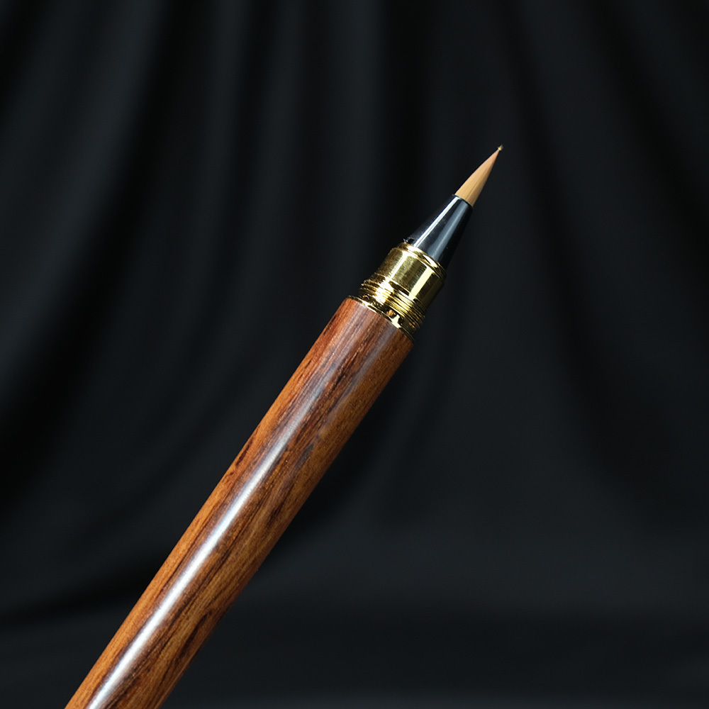 22g|天然酸枝木×真鍮 手作り筆|Dalbergia odorfera・ゴールドキャップ・書道・カリグラフィー対応拍卖