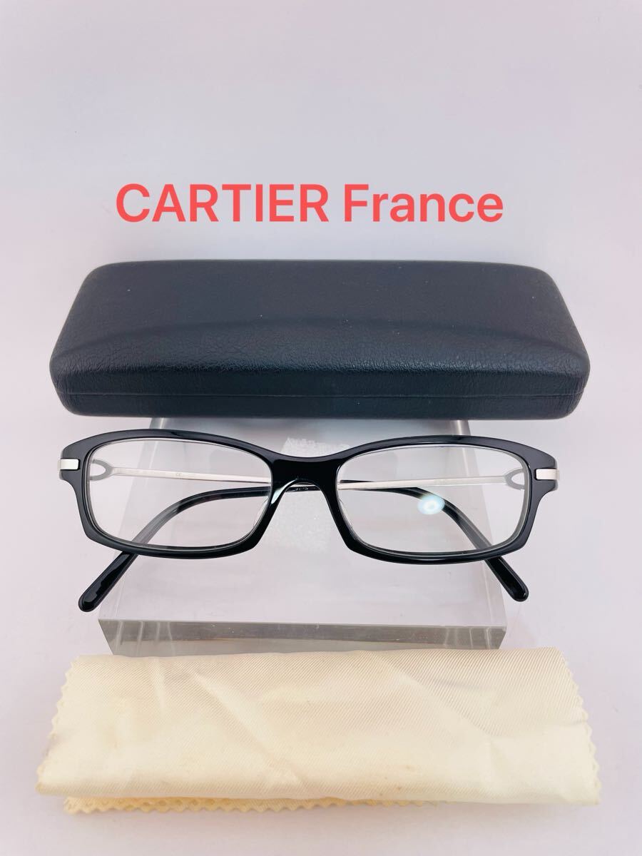 QA13 CARTIER France メガネ フレーム シルバーブラック 度入り カルティエ 高級ブランド 3810754 拍卖