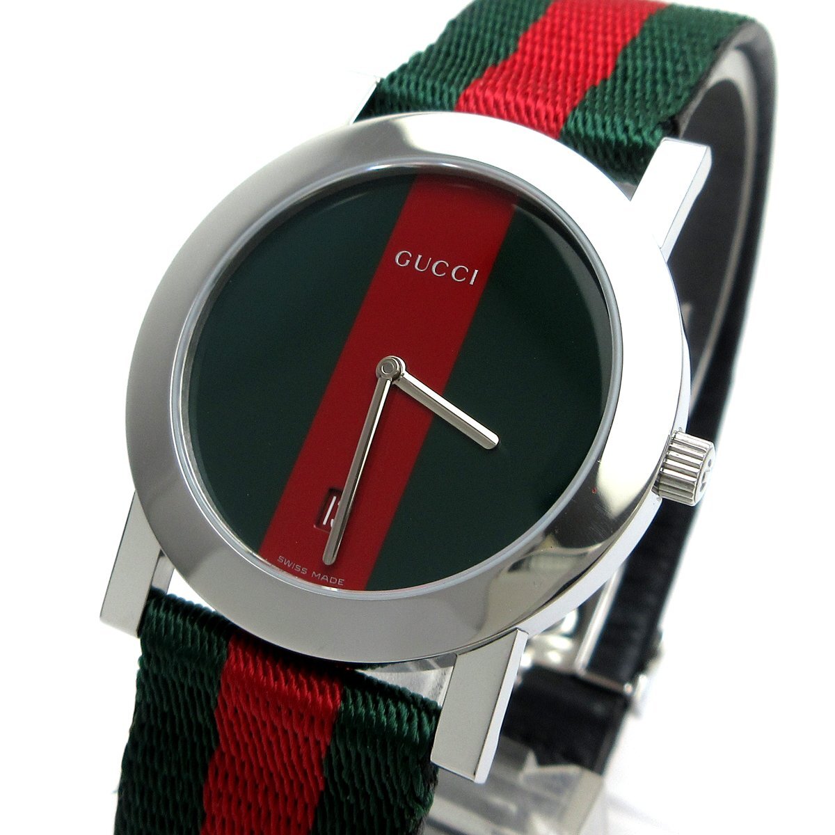 1円 グッチ GUCCI クラシックラウンド 5200M シェリー メンズ 2針 デイト 時計 箱 保証書 稼動品拍卖