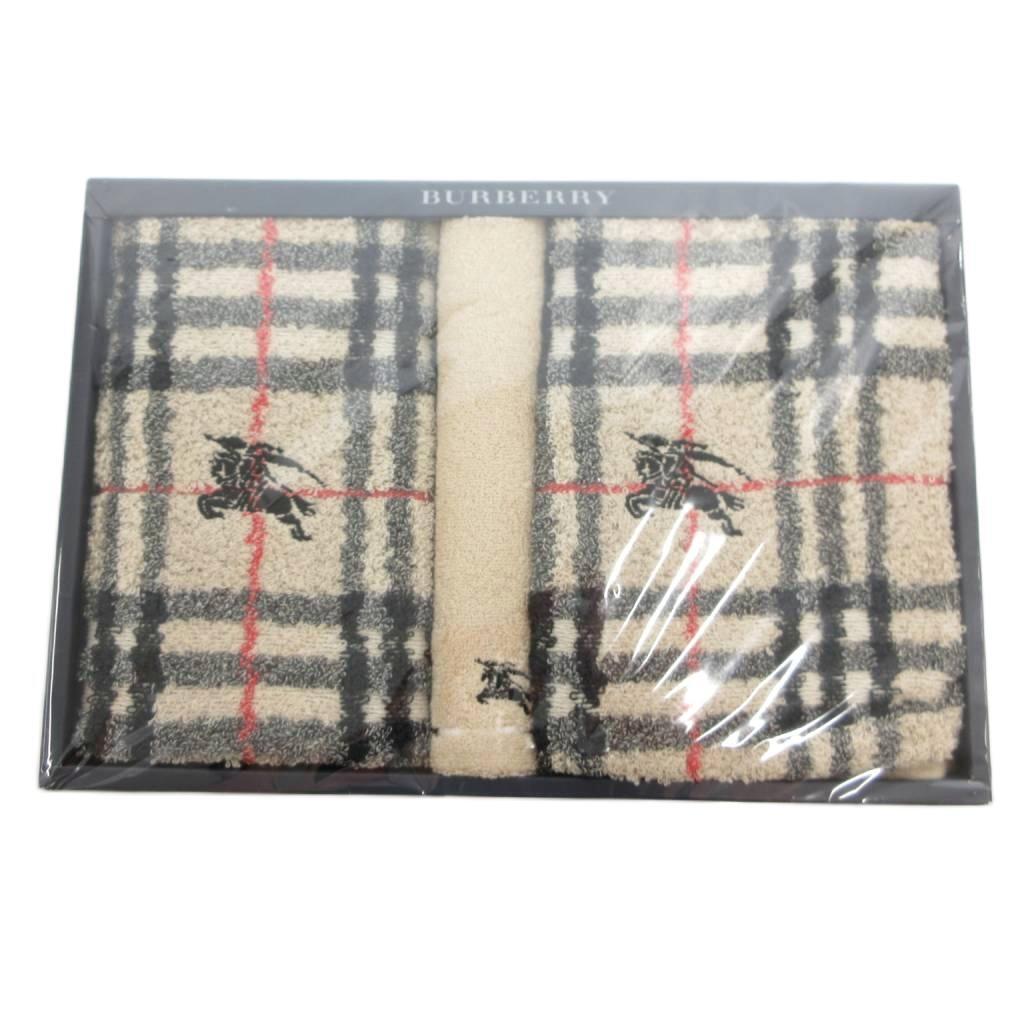 未使用品 バーバリー BURBERRY タグ付き タオル 贈答 ギフト 茶色 ブラウン /MG レディース拍卖