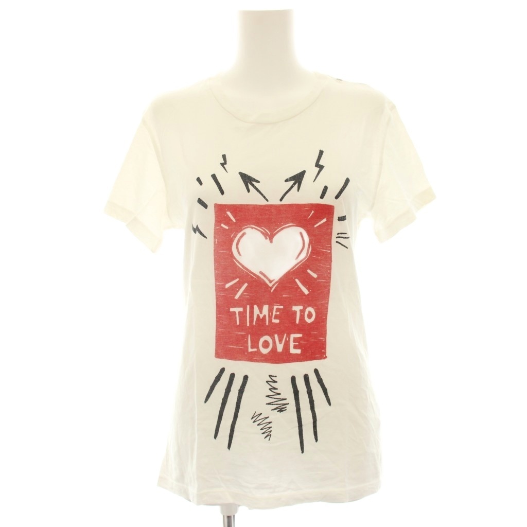 ディーゼル DIESEL Tシャツ カットソー 半袖 ハートプリント XS 白 ホワイト /HN レディース拍卖