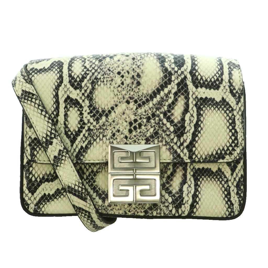 ジバンシィ GIVENCHY パイソン型押し 4Gクロスボディバッグ ショルダー スクエア ロゴ レザー アイボリー 黒 ブラック /BB ■SH拍卖