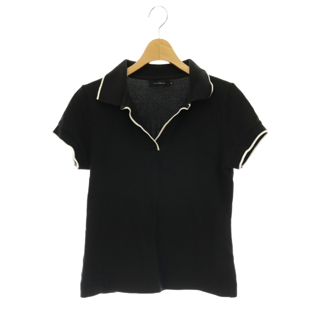 カルバンクラインジーンズ Calvin Klein Jeans ポロシャツ 半袖 M ブラック /HK ■OS ■MA レディース拍卖