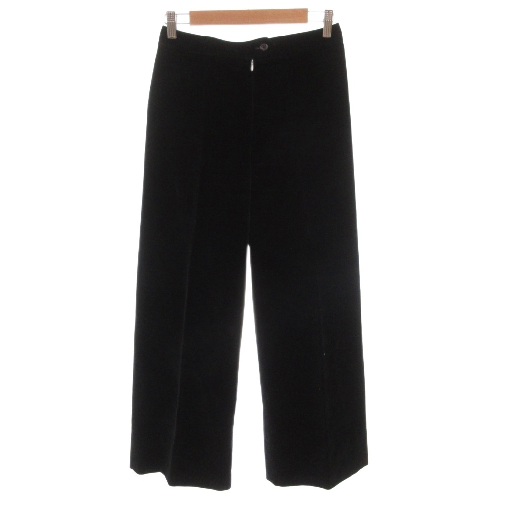 イヴサンローラン YVES SAINT LAURENT ヴィンテージ ベロアパンツ 11 ストレートシルエット ジップフライ タック 黒 ブラック /YF拍卖