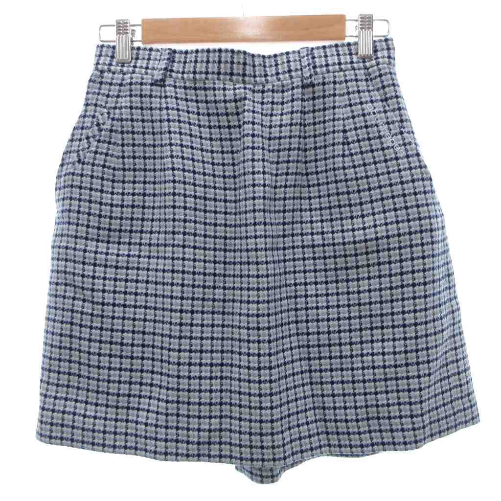 未使用品 クレージュ courreges タグ付き ショートパンツ ショーツ 11 ツイード ラップデザイン ミニ丈 青 ブルー /KB ■ECF006拍卖