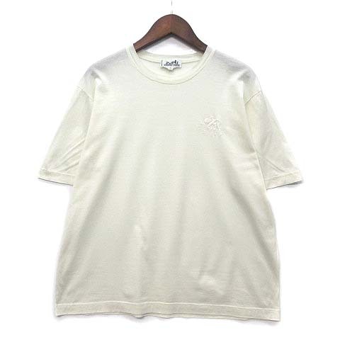 エルメス HERMES エレファント ロゴ 刺繍 Tシャツ オフホワイト 白 S ☆AA★ レディース拍卖