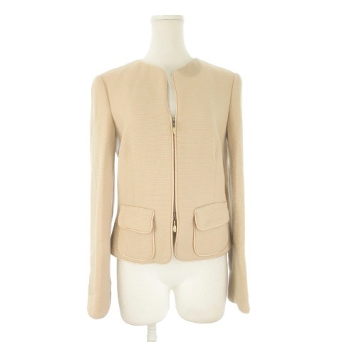 ジョルジオアルマーニ GIORGIO ARMANI ジャケット 上着 ウール 36 ピンクベージュ ノーカラー 長袖 ダブルジップ 02586 /CK9 ■GY50拍卖