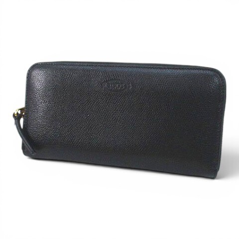 トッズ TOD'S レザーウォレット ラウンドファスナー 長財布 ブラック 黒系 イタリア製 XAUENPA04L レディース拍卖