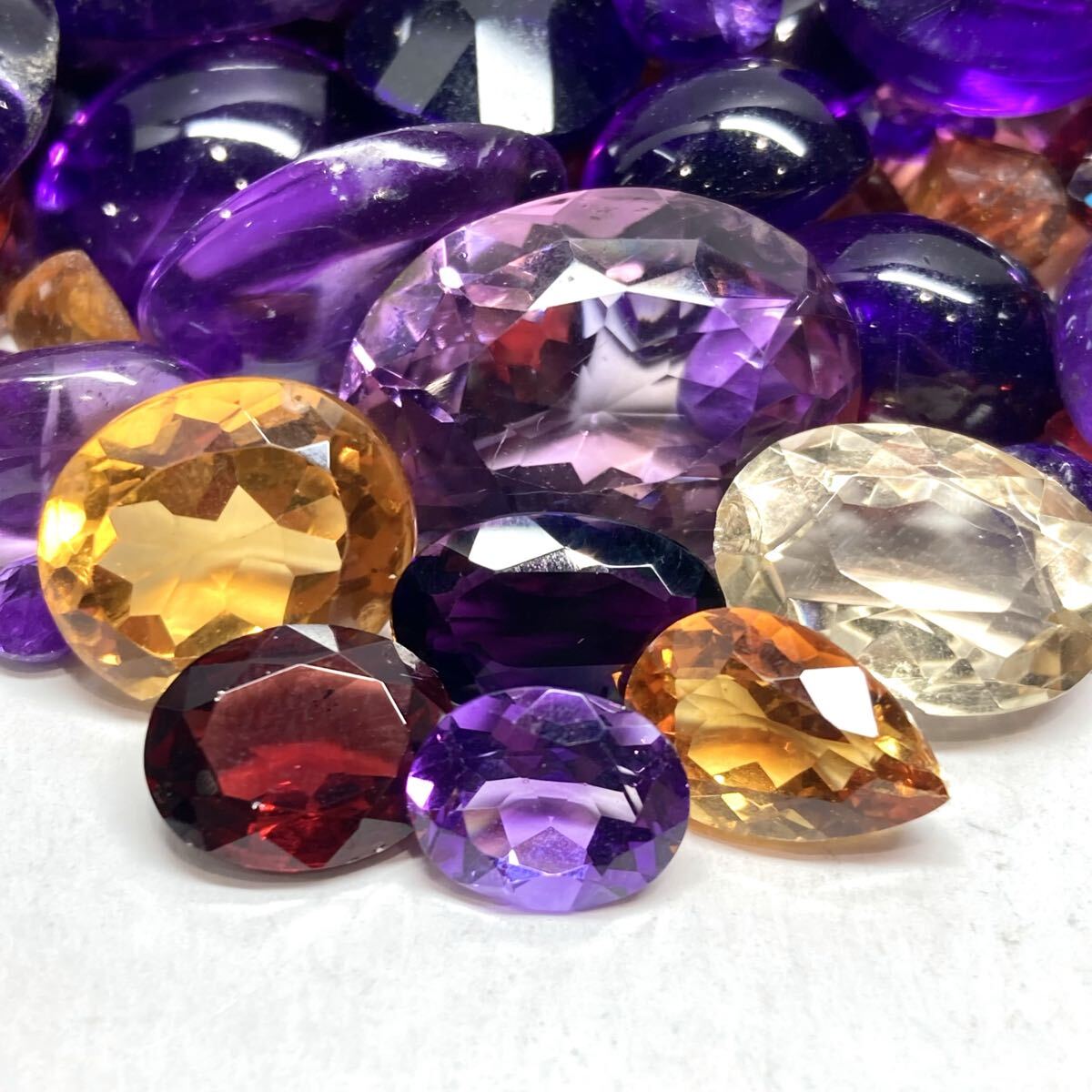 大量!!◆天然アメジスト/シトリン/ガーネットおまとめ1187.5ct◆j 約237.5g ルース 裸石 宝石 jewelry amethyst citrine garnet w4す25拍卖