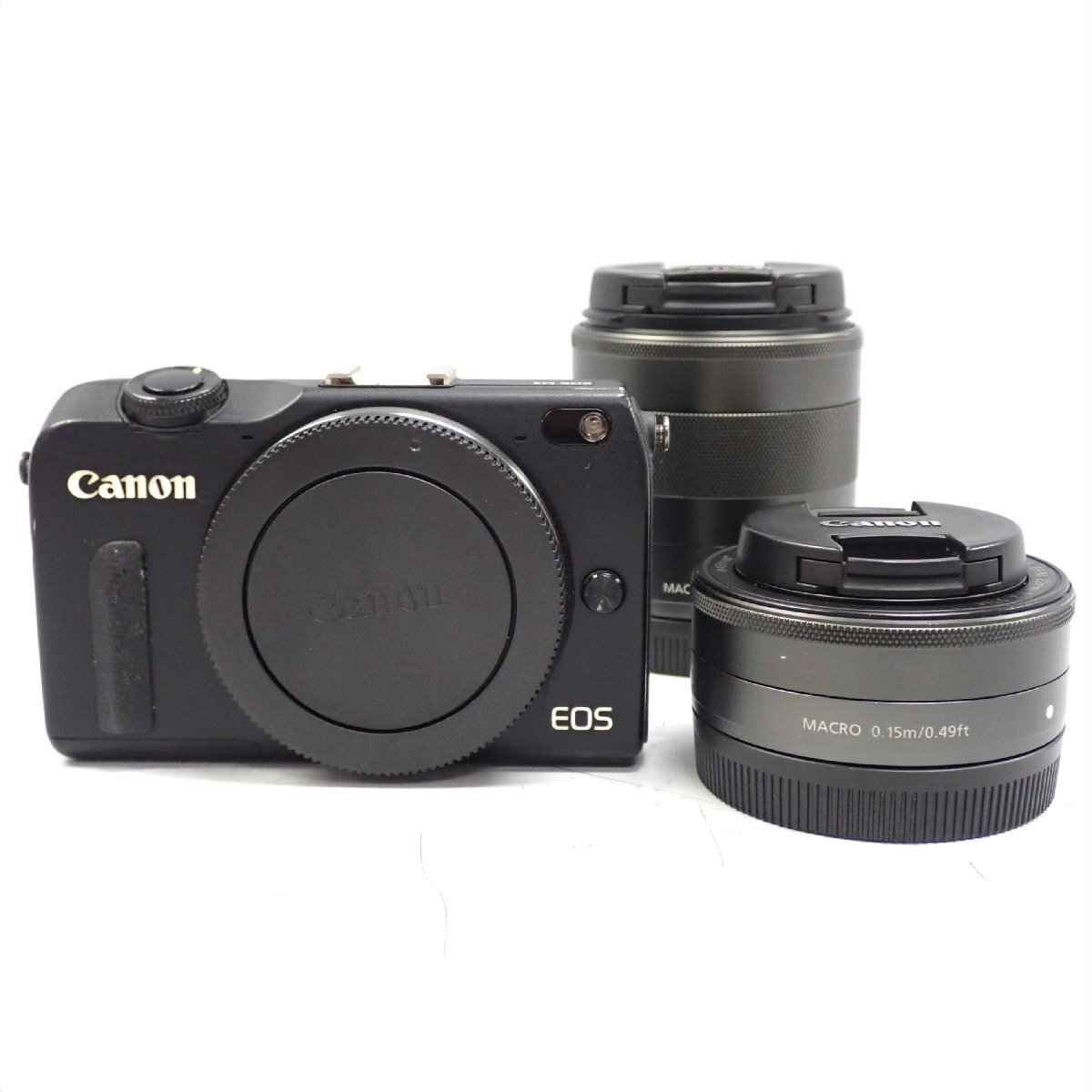 1円【ジャンク】Canon キャノン/ミラーレス一眼カメラ レンズ2本付属/EOS M2/62拍卖