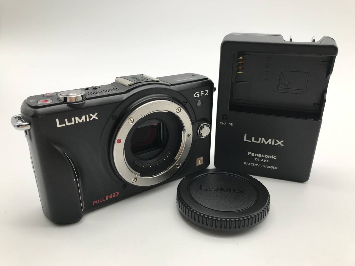 76144 訳あり Panasonic パナソニック LUMIX GF2 ルミックス DMC-GF2 デジタル一眼カメラ ブラック 黒 ボディのみ キャップ 充電器付き拍卖