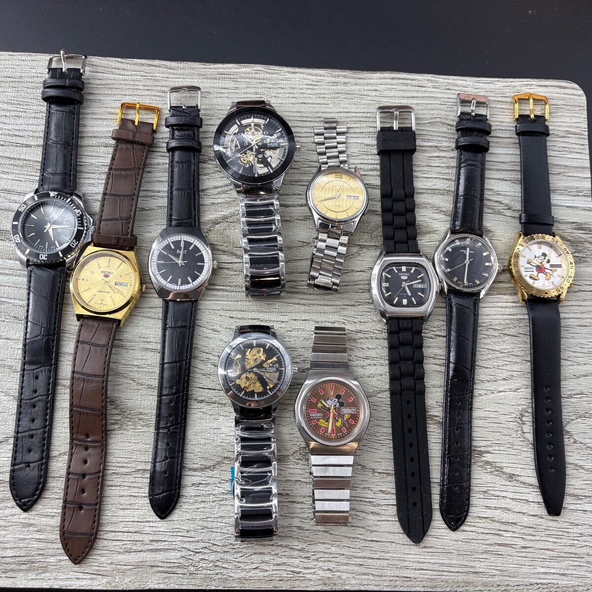 【ジャンク品まとめ売り】動作未確認 10本セット メンズ腕時計 SEIKO5 セイコー RADO BREITLING 部品取り拍卖