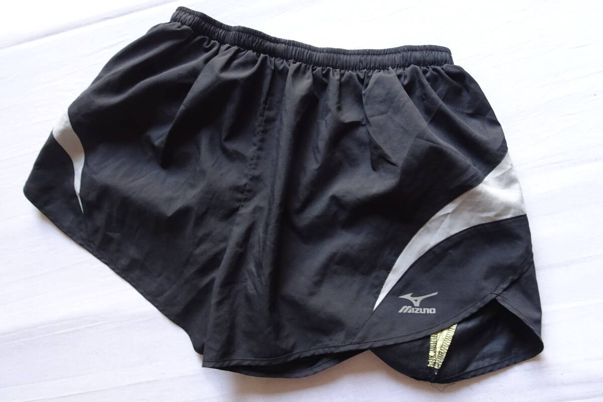 Mizuno/ミズノ/ランニングパンツ/速乾性/インナーパンツ付/グレー・パステルイエロー切替/ジョギング/黒/ブラック/Lサイズ(6/1R8再)拍卖