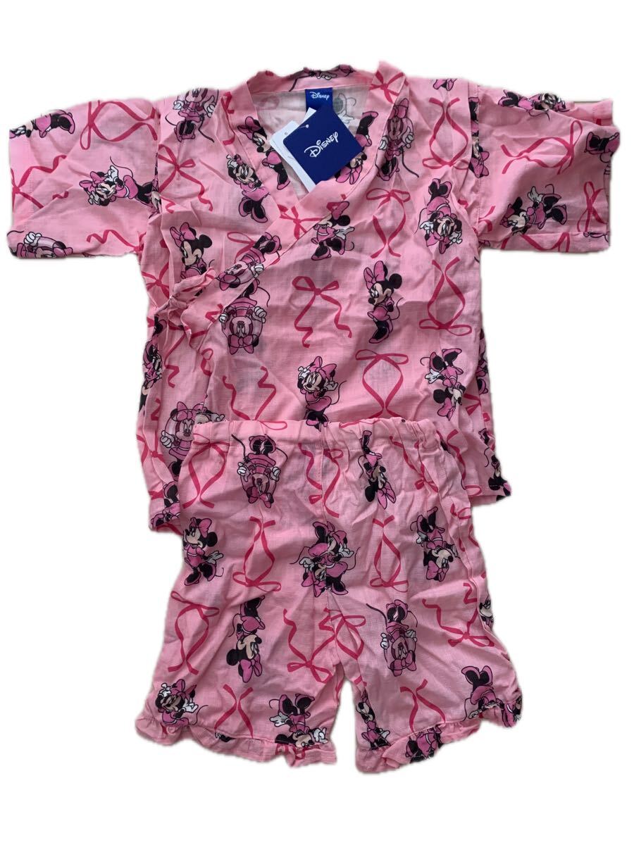 新品 タグ付き ディズニー ミニーマウス 甚平 120cm 女の子 キッズ 子供 上下セット ピンク ミニーちゃん キャラクター拍卖