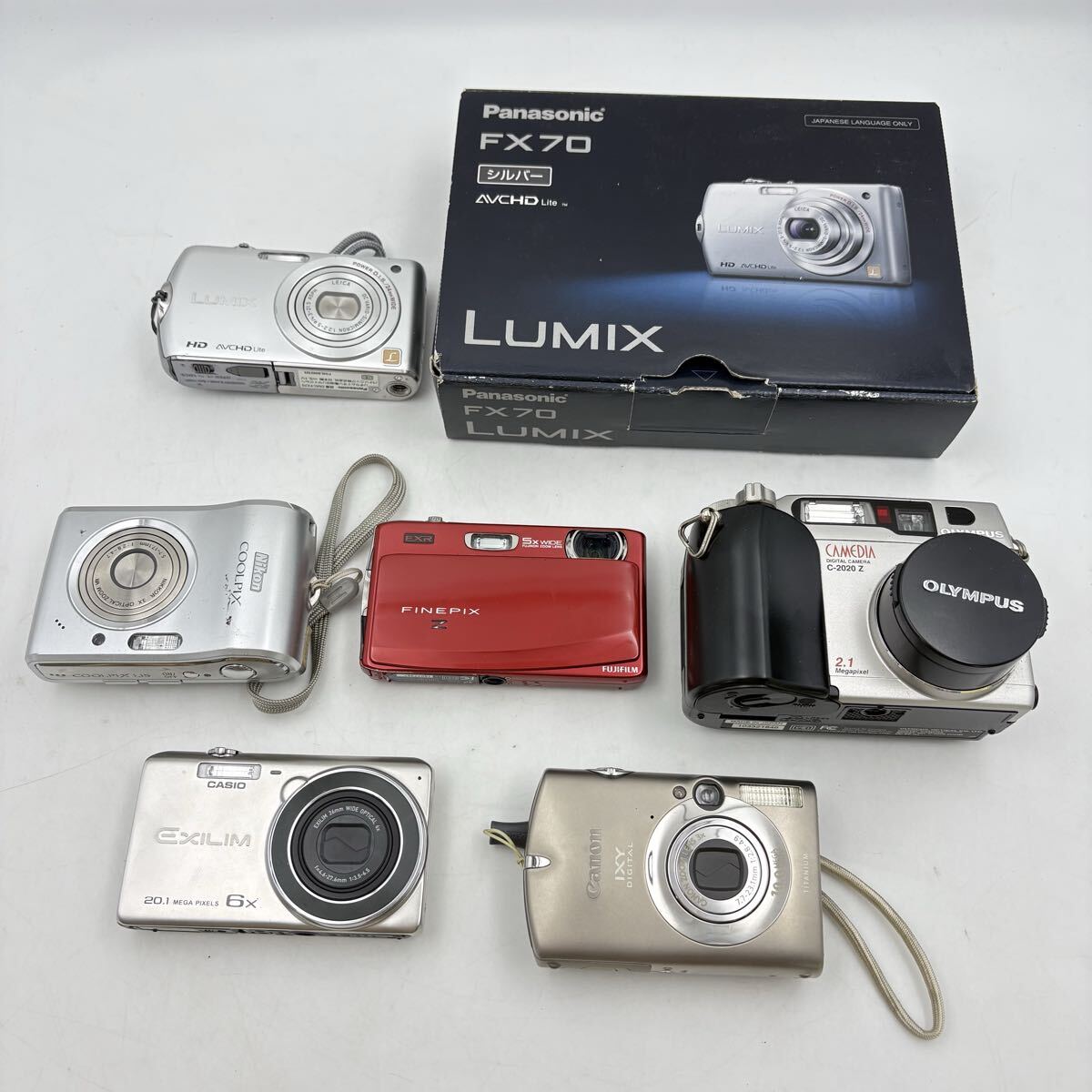 02【ジャンクまとめ売り】デジタルカメラ 6点セット Panasonic Nikon FUJIFILM OLYMPUS CASIO Canon デジカメ コンパクトデジタルカメラ拍卖