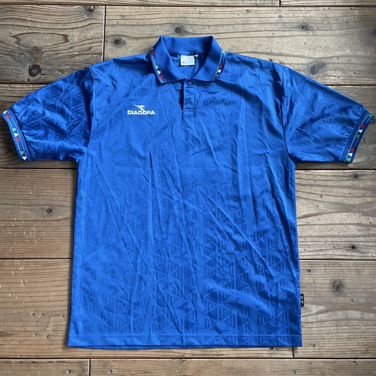 90s diadora イタリア代表 ユニフォーム XO ブルー ゲームシャツ ディアドラ W杯拍卖