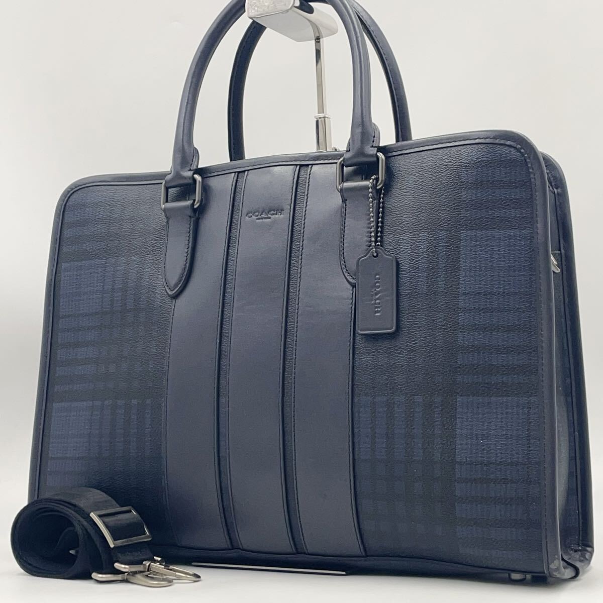 【極美品】COACH コーチ ツイル プレイド ボンド F37809 ビジネスバッグ ブリーフケース ショルダーバッグ クロスボディバッグ 2way拍卖