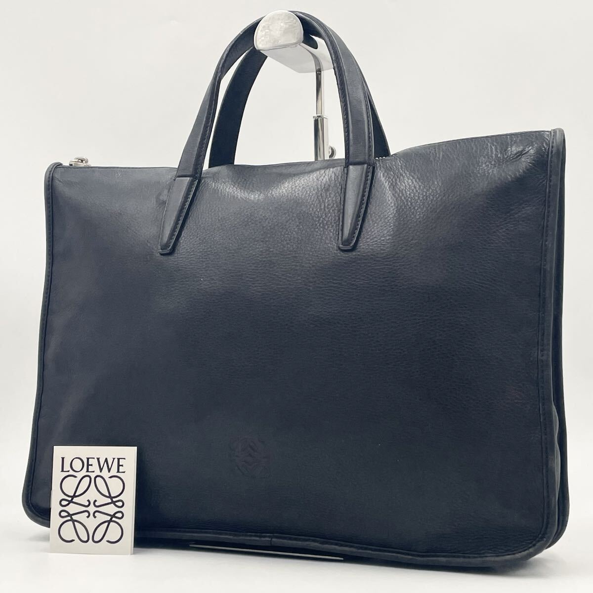 【極美品】LOEWE ロエベ トレド ビジネスバッグ ブリーフケース 書類鞄 ハンドバッグ レザー 本革 ブラック 黒 A4収納可 メンズ 通勤拍卖