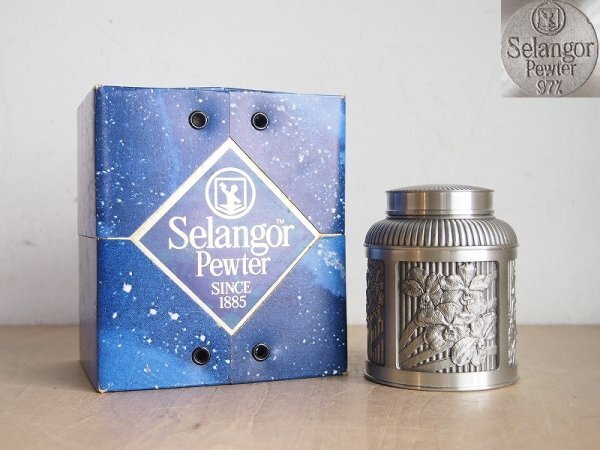 Selangor Pewter 茶筒 セランゴール ピューター 茶筒 茶入 97% 錫製 茶道具 煎茶器 レトロ アンティーク 6-22拍卖