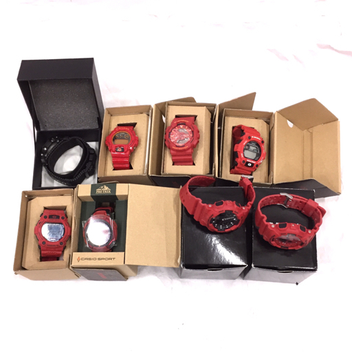 1円 カシオ G-SHOCK 腕時計 GA-110AC デジアナ クォーツ レッド 他 G-7900A デジタル 等 計8点 セット 現状品拍卖