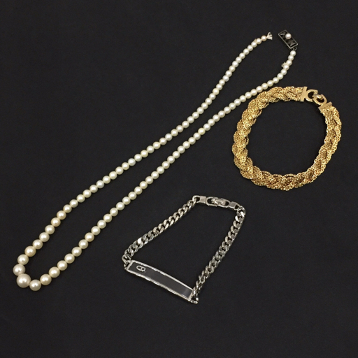 1円 クリスチャンディオール ブレスレット 2点 / ミキモト パールネックレス 1点 アクセサリー 計3点 セット B4706拍卖
