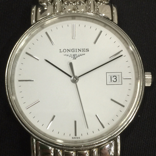 1円 ロンジン L4.720.4 グランドクラシック デイト クォーツ メンズ 腕時計 ラウンド 白文字盤 純正ベルト LONGINES拍卖