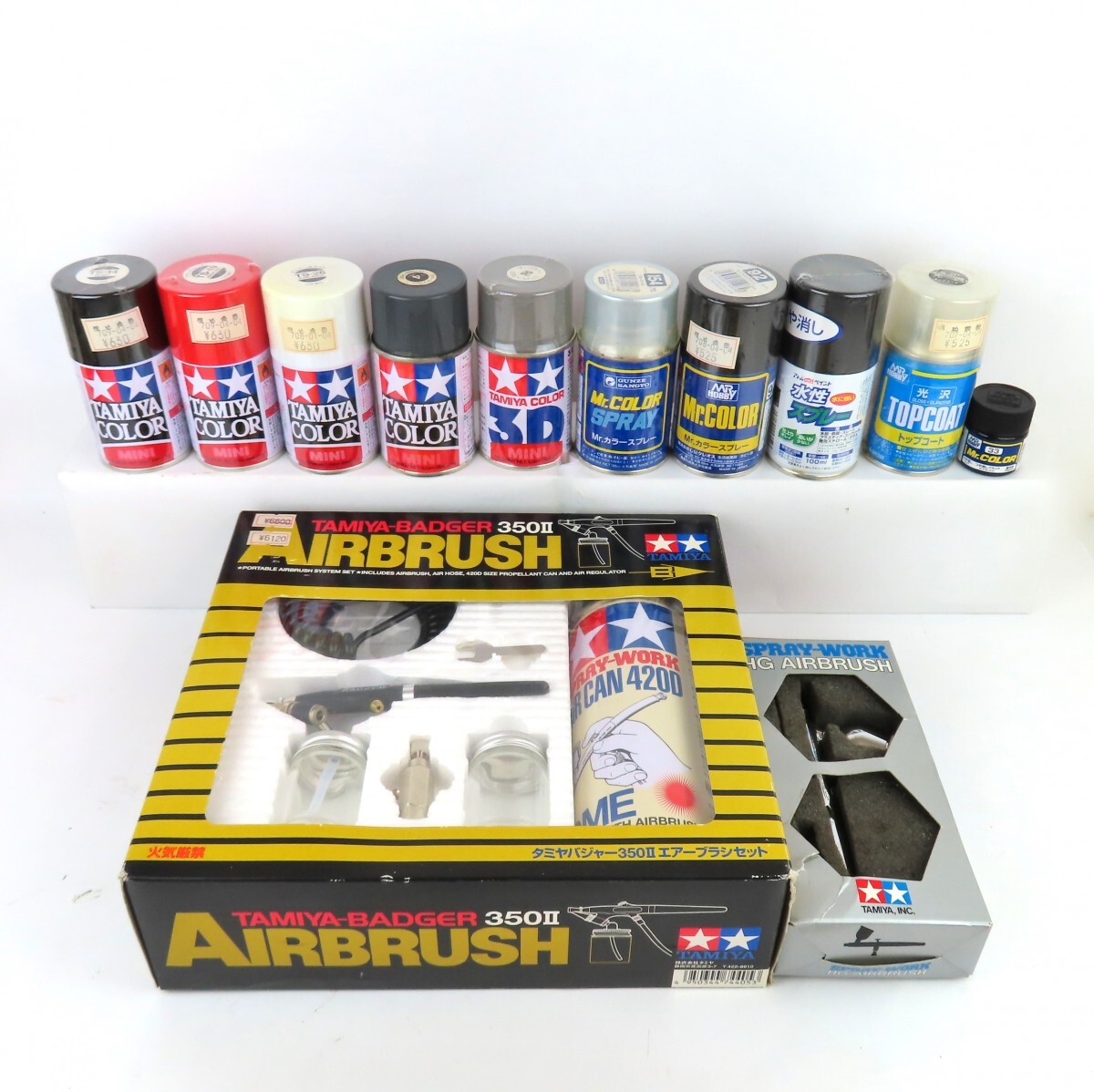 まとめ 12点 TAMIYA エアブラシ エアーブラシセット 350II スプレー塗料 タミヤカラー ミスターホビー トップコート アクリル塗料 0626-045拍卖
