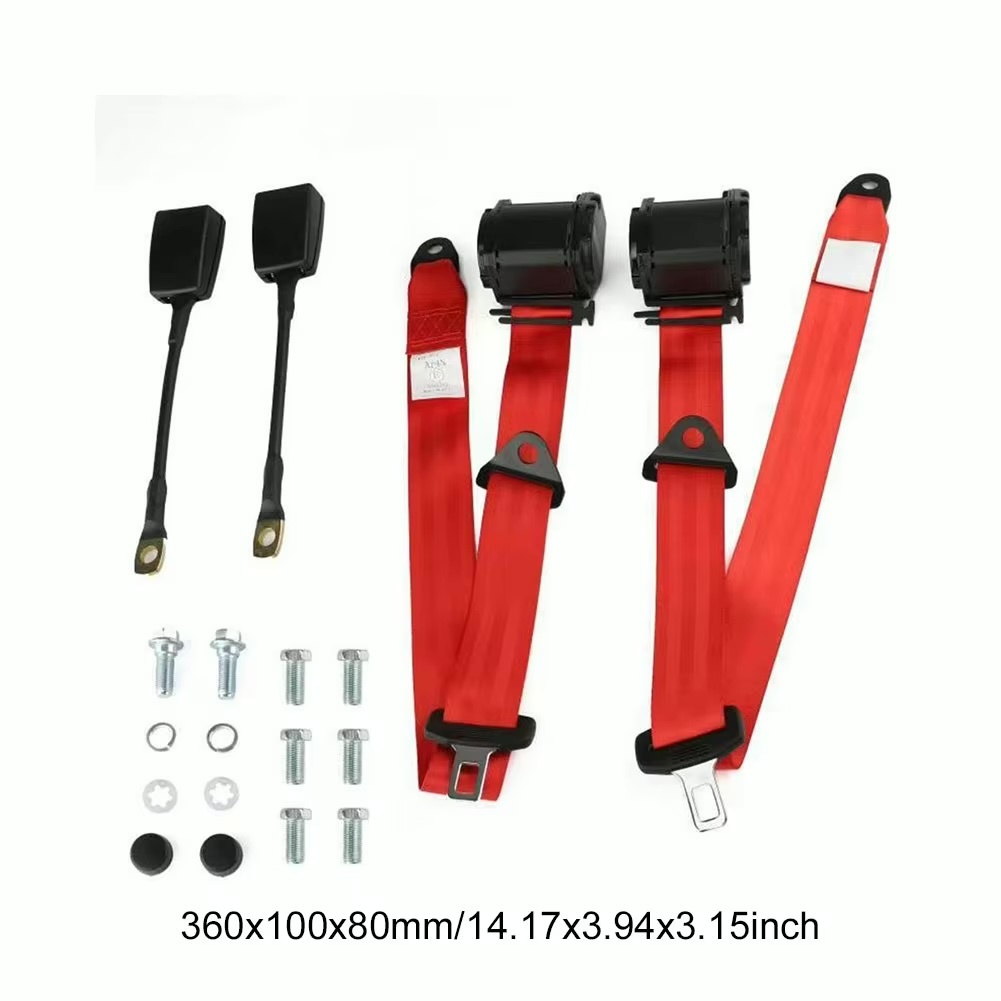 新品送料無料 ★ 汎用3点式 シートベルト 左右セット ELR 黒・赤 ブラック レッド ケータハム ケンメリ拍卖