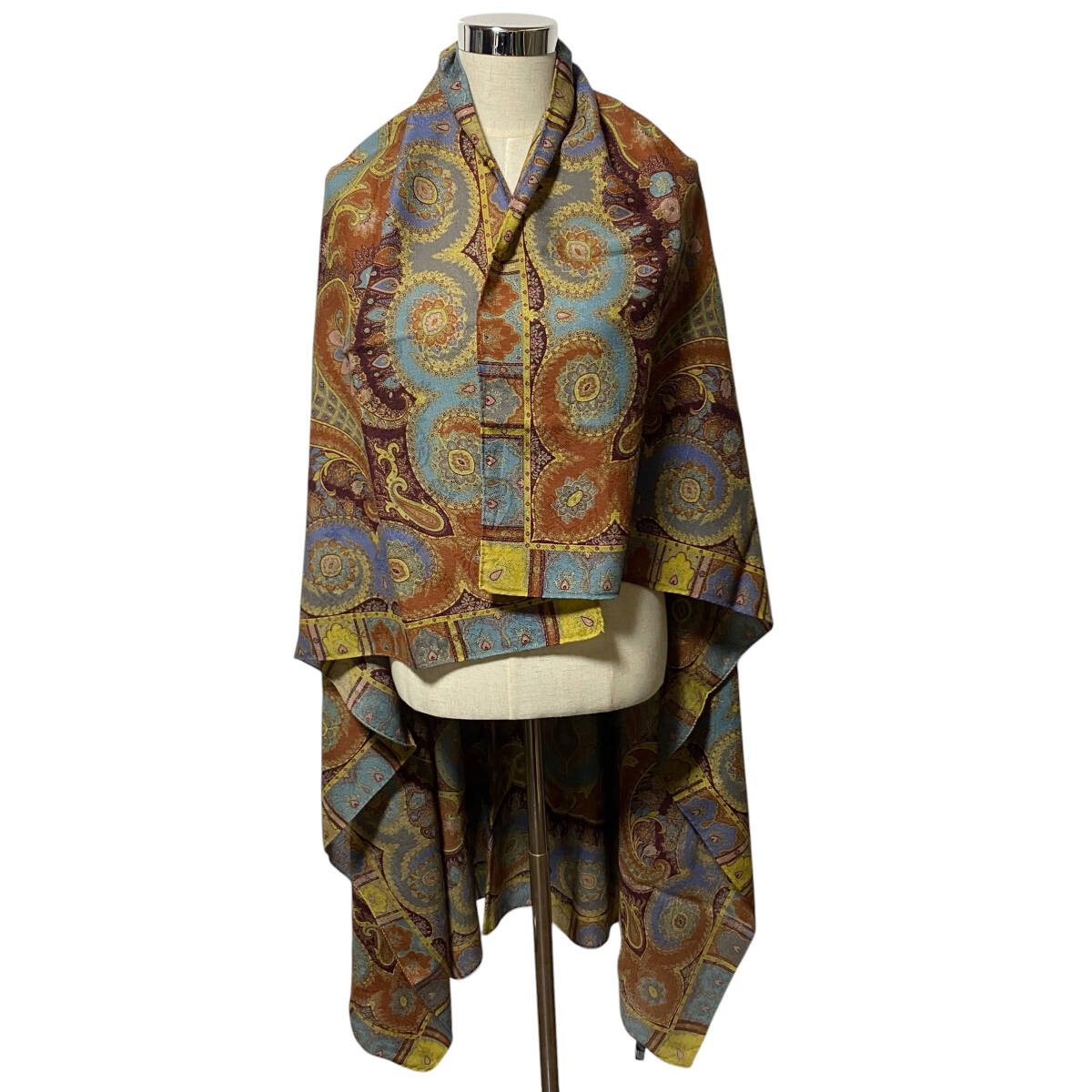 ETRO エトロ 大判 ショール ストール スカーフ ペイズリー柄 ウール シルク イタリア製 ST3拍卖