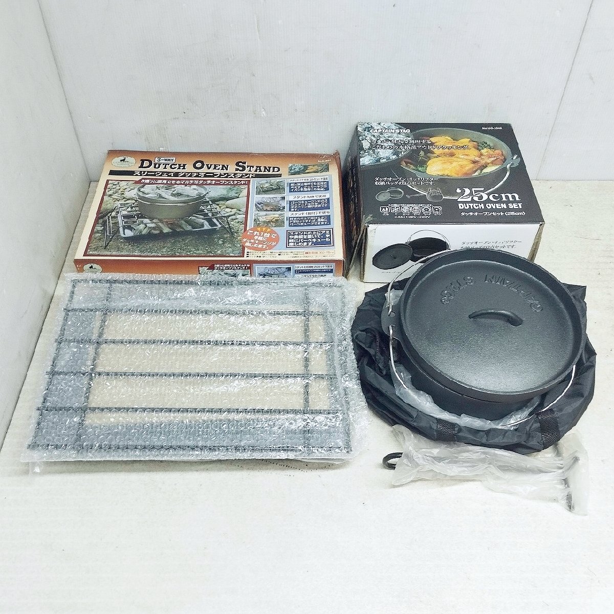 CAPTAIN STAG キャプテンスタッグ ダッチオーブンセット 25cm UG-3048 キャンプ アウトドア バーベキュー 未使用保管品拍卖