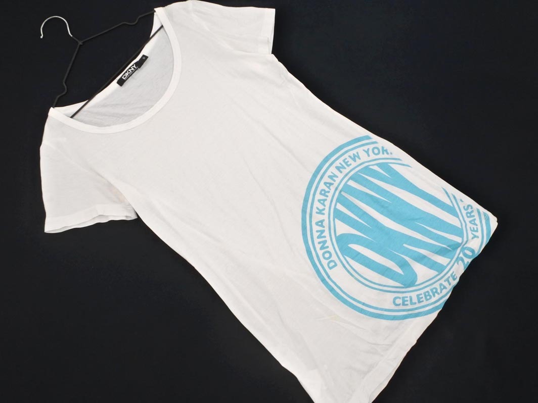 ネコポスOK DKNY ダナキャランニューヨーク ロゴプリント Tシャツ sizeS/白 ■◆ ☆ gfb9 レディース拍卖